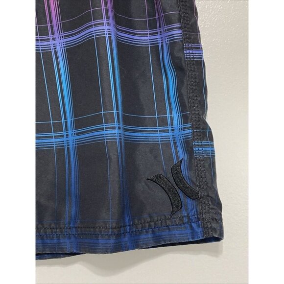 Hurley Mens Board Shorts Swim Multicolor Plaid Drawstring Pockets Trunks 38 - Picture 2 of 8